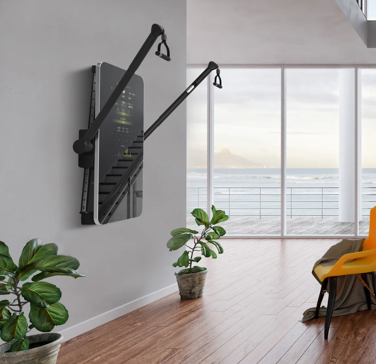 Lustro treningowe SPLAN w nowoczesnym wnętrzu